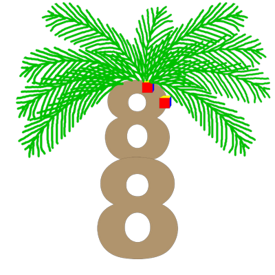 The original 2013 Tropibyte logo: a palm tree with a tan trunk made from a stack of the number 8.